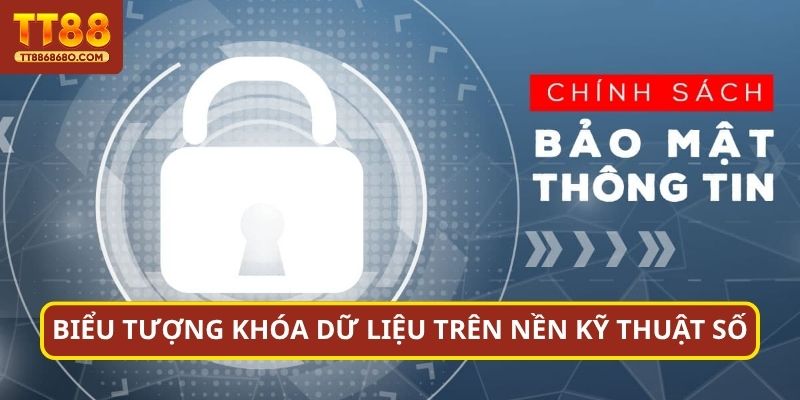 Biểu tượng khóa dữ liệu trên nền kỹ thuật số